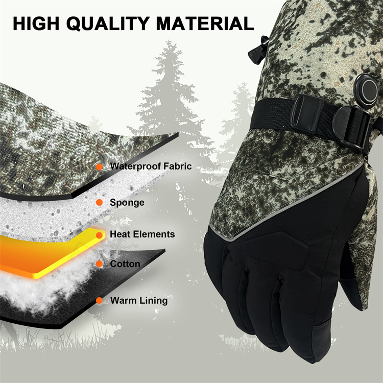 Waterproof Camouflage Heated Gloves Touchscreen for Winter MTECG014