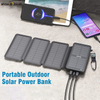 Waterproof Portable 2 Cable 3 Foldable Panels Wireless Fast Charge Solar Power Bank MSO-24