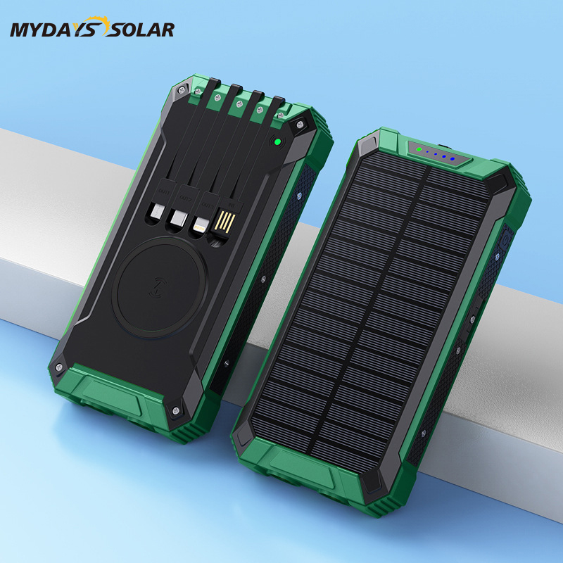 Outdoor Waterproof Wireless 5 Outputs 3 Inputs Built Cable Dual LED Light 30000mAh Solar Power Bank MDSW-1015