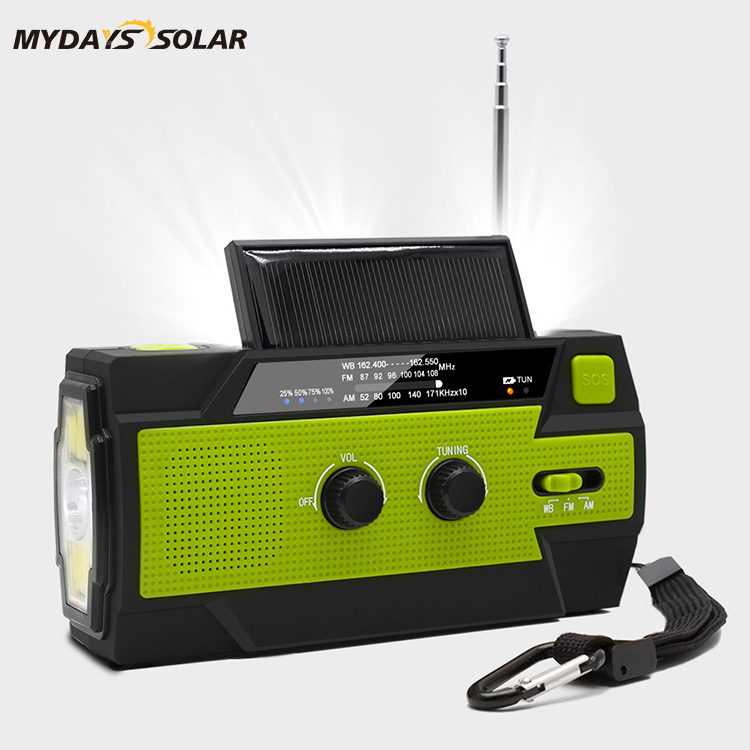 Portable AM FM NOAA Emergency Weather 4000mAh Solar Hand Crank Radio with Flashlight Lamp MSO-44
